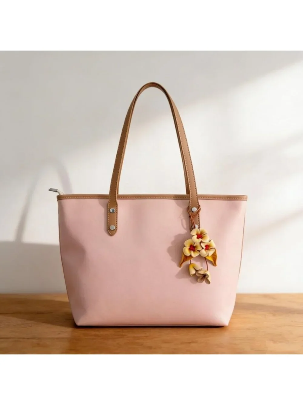 Boho Genuine Leather Flower Keychain | Cute Handbag & Purse Charms for Women